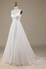 Load image into Gallery viewer, Simple Ivory Organza Scoop Neck Sweep Train Wedding Dress